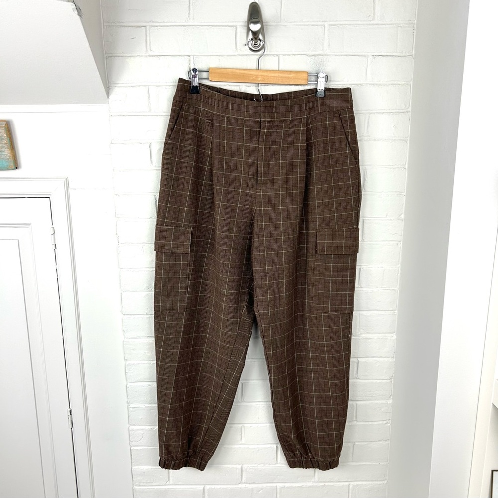 A New Day Plaid Baggy Cargo Tapered Trouser Pants Size 12 - Picture 2 of 11
